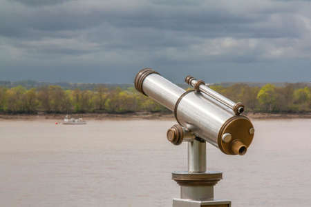 Long view under cloudy skies along the Gironde, Blayeの写真素材