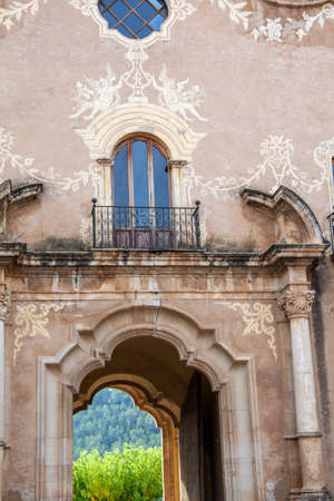 Window and balcony houses, Santes Creus, Spain, Cataloniaの写真素材