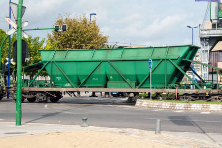 Goods train downtown, Tarragona, Spainの写真素材