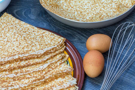 Crepes with wheat and ingredientsの写真素材