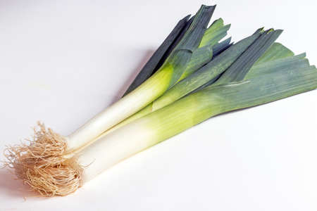 Leeks on a white background
