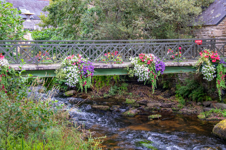 Aven bridge. The coastal river Aven at Bois d'Amour near the city center. Finistere Brittany
