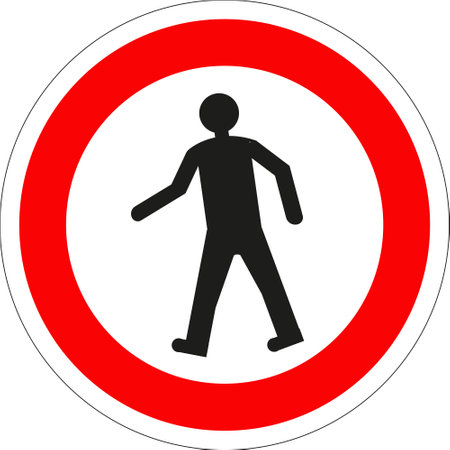 Circular sign with red border: Pedestrian access prohibitedのイラスト素材