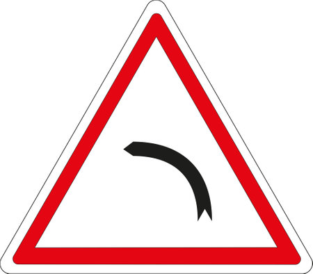 Triangular sign with red border: left turnのイラスト素材