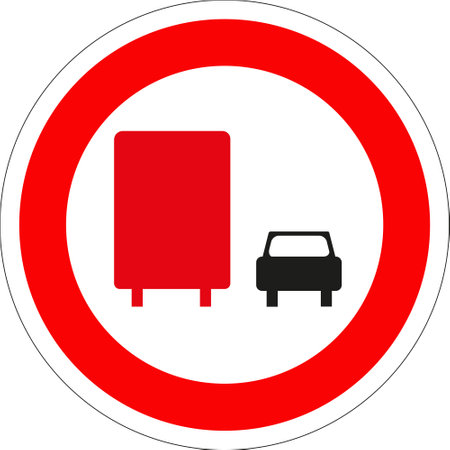 French road sign: Prohibition of overtaking for trucksのイラスト素材