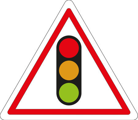 Triangular sign with white background: Traffic light announcementのイラスト素材