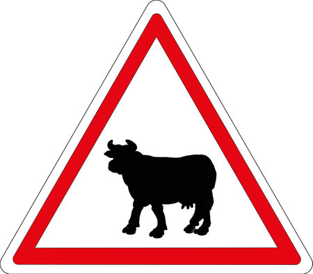 French road sign Passage of domestic animalsのイラスト素材
