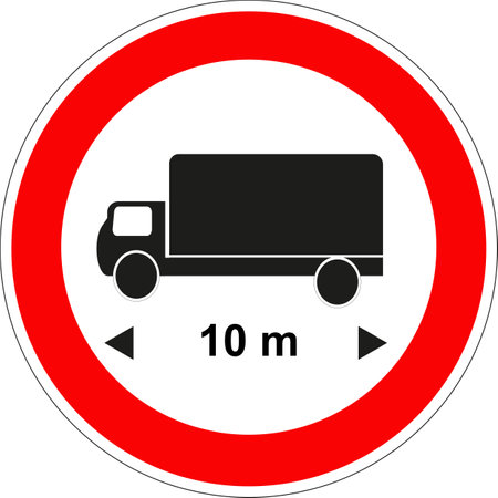Road sign: Prohibited for vehicles longer than the marked length.のイラスト素材