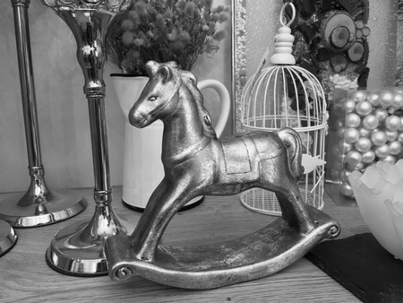 Cute Christmas toy in the shape of a horseの写真素材