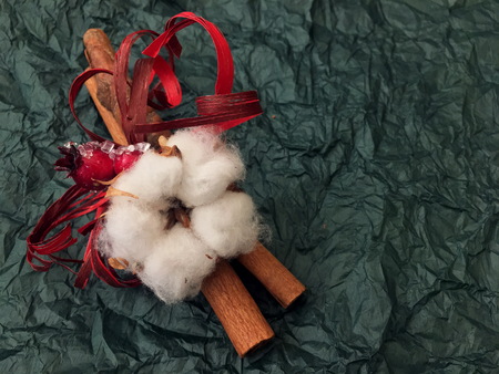 Traditional Christmas spices - Star anise with cinnamon and cloves on background.の写真素材