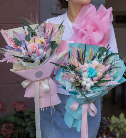 Flowers on first day school. Bouquet for teachers on first of September. Flowers for the last bell.Valentine's, women's, mother's day, 8th of march. 14th of February. Teacher's.の写真素材