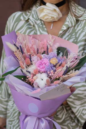 Flowers on first day school. Bouquet for teachers on first of September. Flowers for the last bell.の写真素材