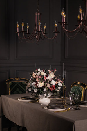 Still life with luxurious bouquet of preserved flowers.の写真素材