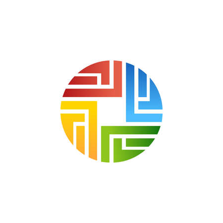 abstract geometry circle elements , geometric element connection symbol icon vector designのイラスト素材