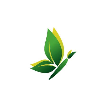 green leaves beauty butterfly symbol icon vector designのイラスト素材