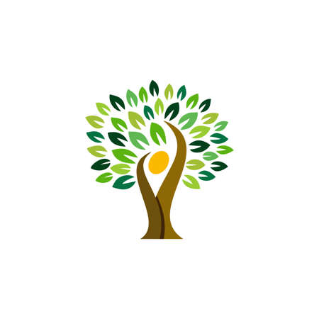 tree people , nature tree wellness symbol, natural tree people health icon vector design illustrationのイラスト素材