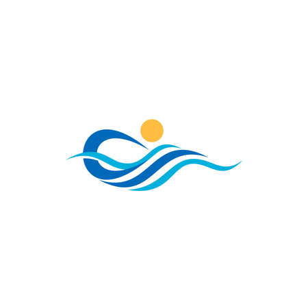 blue waves sun , sunrise and wave symbol icon vector design illustrationのイラスト素材