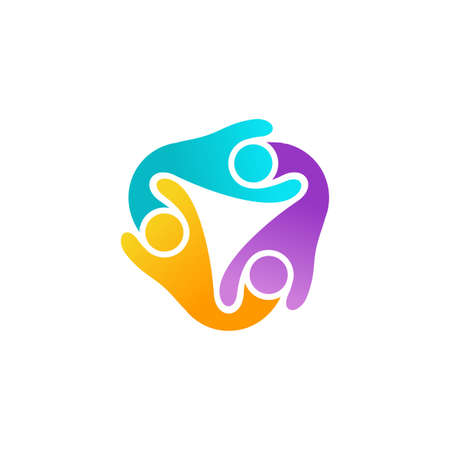 teamwork logo, connecting people logo symbol icon vector design illustrationのイラスト素材