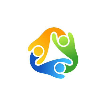 teamwork logo, connecting people symbol icon vector design illustrationのイラスト素材
