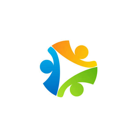 team work logo, together people work symbol, circle education group icon vector designのイラスト素材