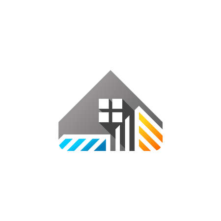 house real estate logo icon, home construction building logo symbol icon vector design illustrationのイラスト素材