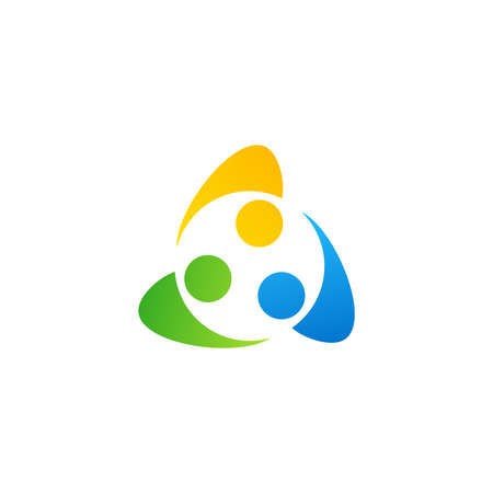 teamwork connection logo, united connection people logo symbol icon vector design illustrationのイラスト素材