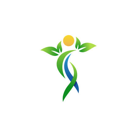 abstract eco plant  concept, elements human wellness and health plant  symbol icon vector design illustration conceptのイラスト素材