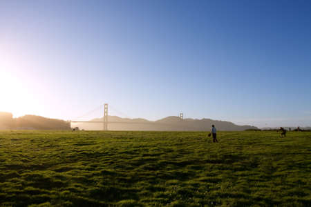 Sports game over silhouette Golden Gate bridge
