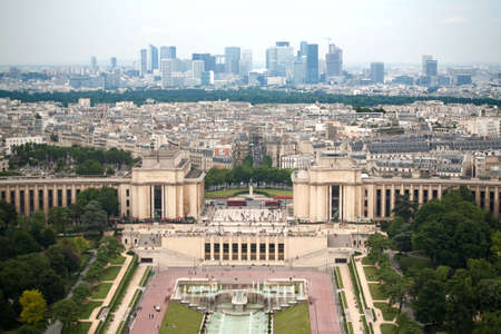 Birds eye view from Eiffel tower on Place de Varsovie, Pont d'Iena and Challiot Palaceの写真素材