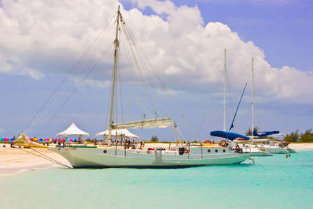 Caribbean Boats at the Turks and Caicos half moon bayの写真素材