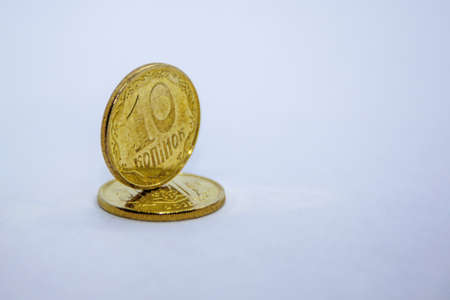 Close up of coins to stack of coins, Business Growth concept, There is money coins to stack of coins. Financial risk.の写真素材