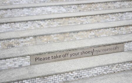 Ladder with take of your shoes for showing ni walking