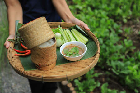 Fried mackerel with shrimp paste sauceの写真素材