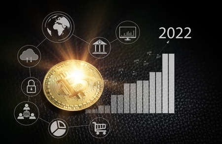 Bitcoin with infographic icons for using in many way of payment worldwide. idea concept for trade...