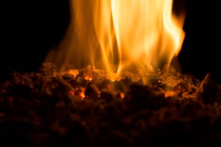 Burning charcoal in the boiler.の写真素材