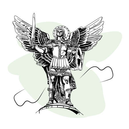 Monument to the Archangel Michael in Kievのイラスト素材