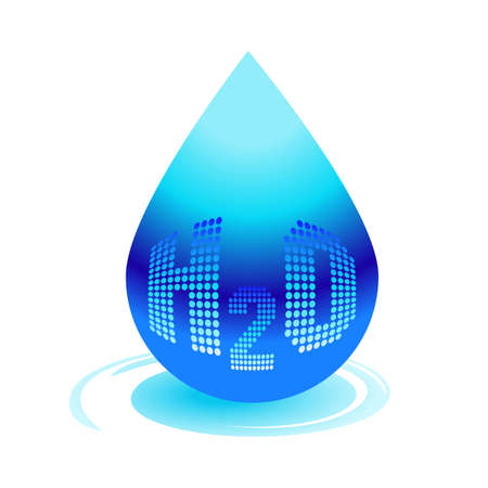 H2O Water drop icon. Vector concept illustration for design.のイラスト素材