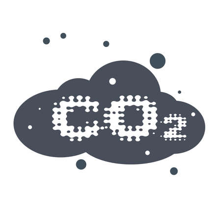 Co2 emissions icon cloud, carbon dioxide emits symbol, pollution concept smog, damage from fumes pollution, pollution bubbles, combustion products, isolated modern design signのイラスト素材
