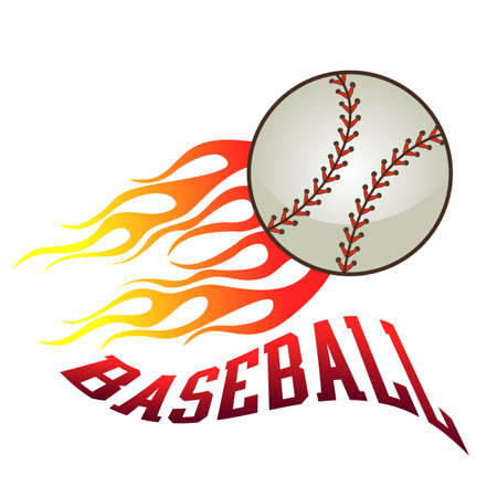A flaming baseball ball on fire flying. Vector and sport icon.のイラスト素材