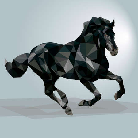 Triangular black horse. This vector illustration can be used as a print on T-shirts.のイラスト素材