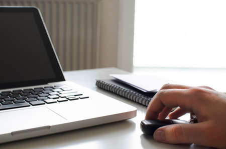 Workspace with notebookの写真素材