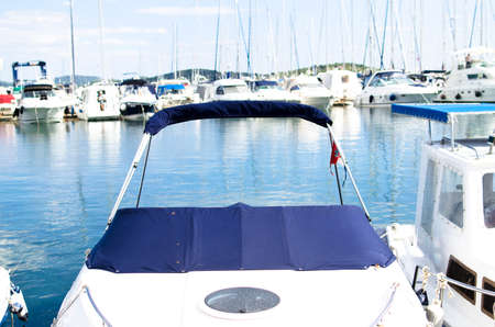 Sea dock with boats waitingの写真素材