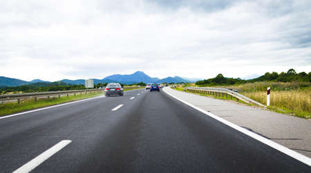 Trip with a car on highway