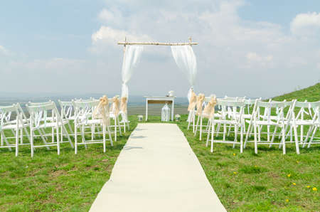 Wedding ceremony on a hillの写真素材