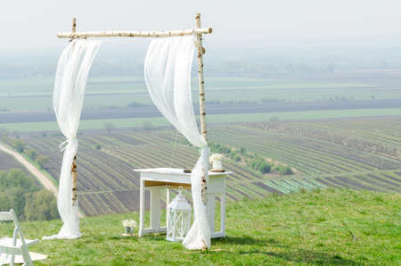 Wedding ceremony on a hillの写真素材