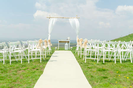 Wedding ceremony on a hillの写真素材