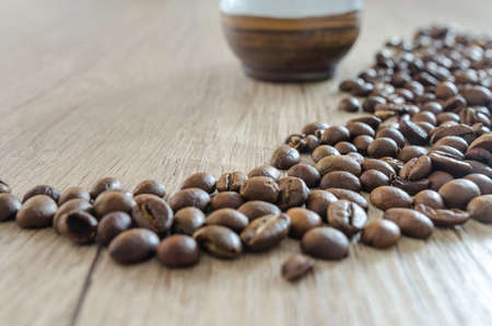 Coffee on wooden tableの写真素材