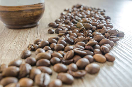 Coffee on wooden tableの写真素材