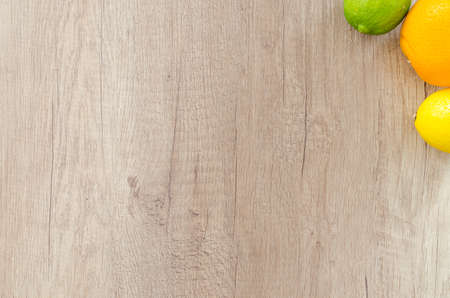 Mix fruits on wooden tableの写真素材