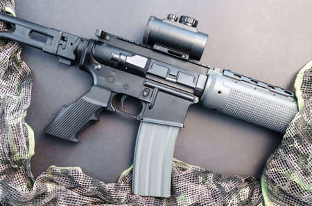 Metal weapon on black backgroundの写真素材